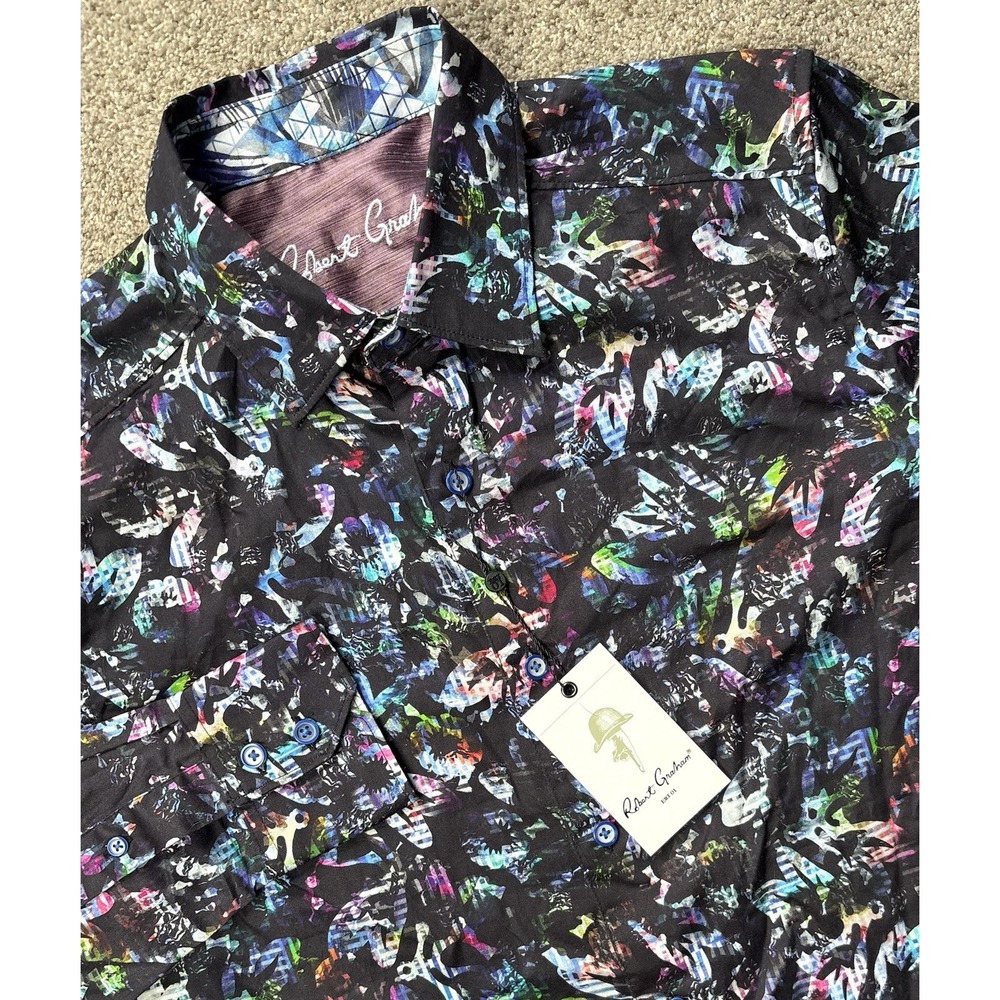 New Robert Graham Mens XS Highland 2 Long Sleeve Shirt Colorful Abstract Art - Picture 2 of 11